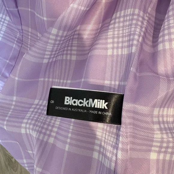 Blackmilk Lavender Faux Leather Biker Jacket with Plaid Lining (Worn Once) XS - Picture 3 of 4